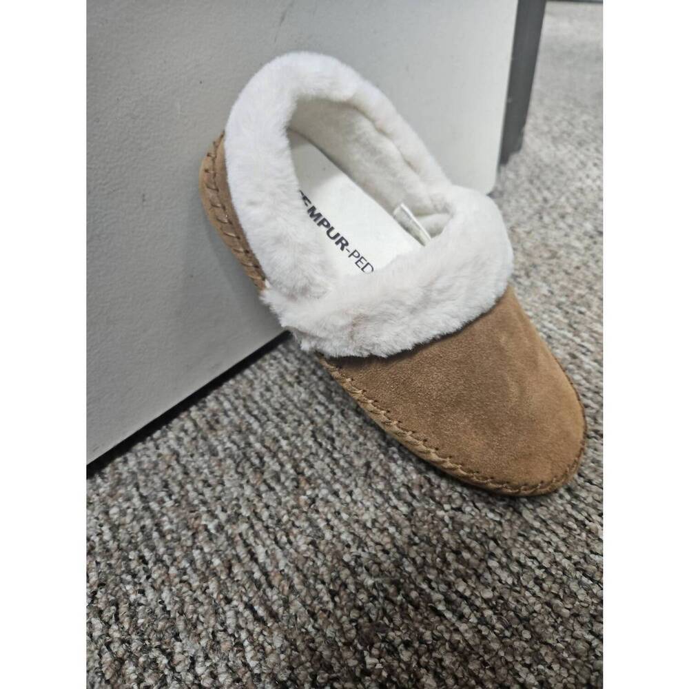 NEW TEMPUR-PEDIC women's acelyn suede slippers in hashbrown